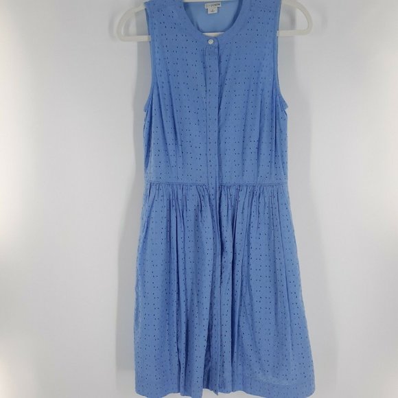 J. Crew Women's Light Blue Eyelet Lace Shirt Dress - Picture 3 of 8